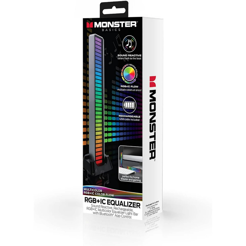 Monster Basics Multicolor Light Bar, Sound-Reactive Color Equalizer LED Light