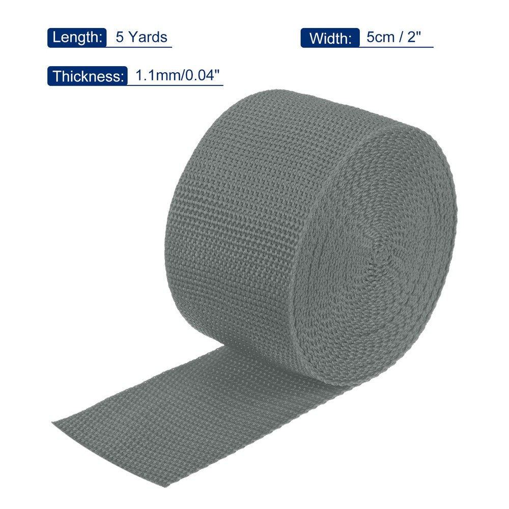 Lightweight Polypropylene Webbing Strap 5cm 5 Yard Grey