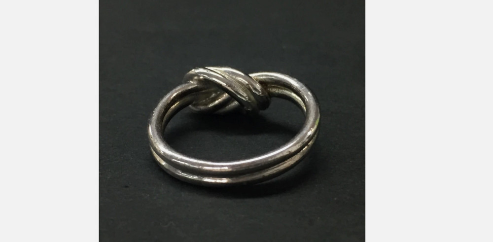 CELINE Double Knot Silver Tone Ring Size 48 4.5 US