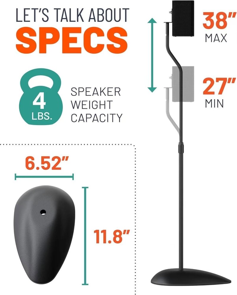 Universal Speaker Stands Height Adjustable With Universal Compatibility Pair New