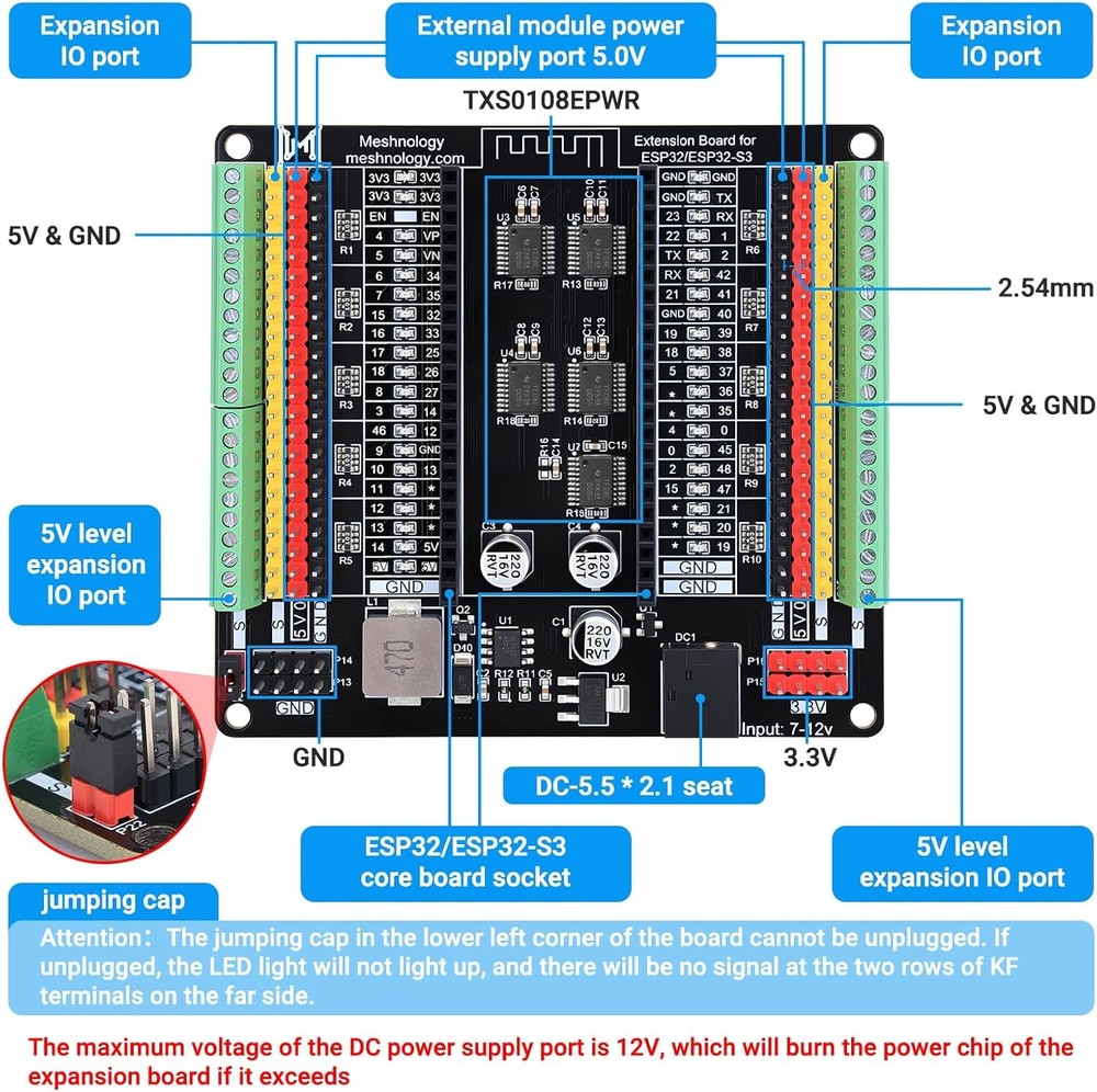 ESP32 WiFi Bluetooth Development Board / ESP32 WROVER Breakout Expansion Board