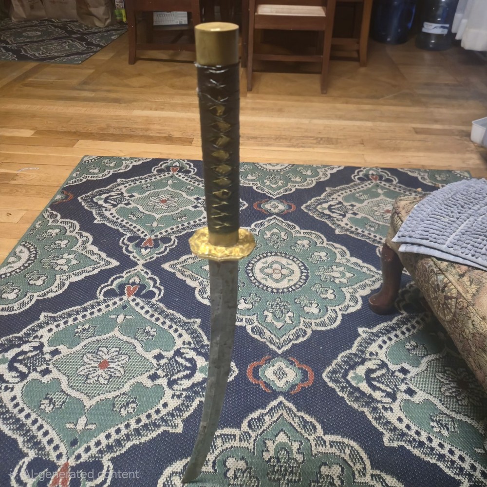 Katana-Style Sword (Black Wrap Handle / Gold Guard) – Used