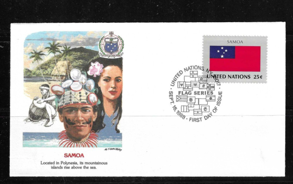 United Nations SC # 542 Samoa / Flags Of UN . Fleetwood cachet