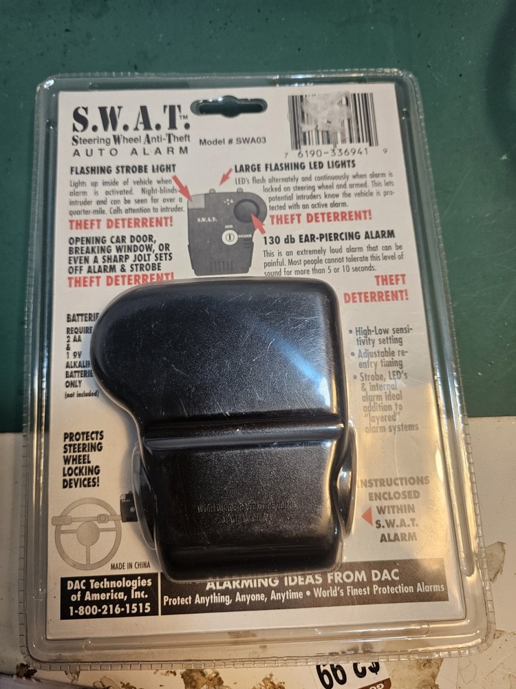 S.W.A.T. Steering Wheel AntiTheft Auto Alarm With 3 Theft Deterring Features-S