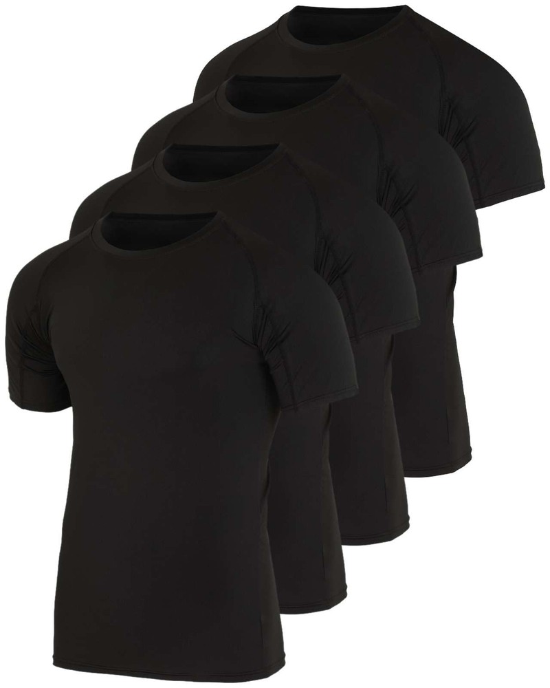 4 Pack: Mens Short Sleeve Shirts Compression Base Layer Tight Thermal Undersh...