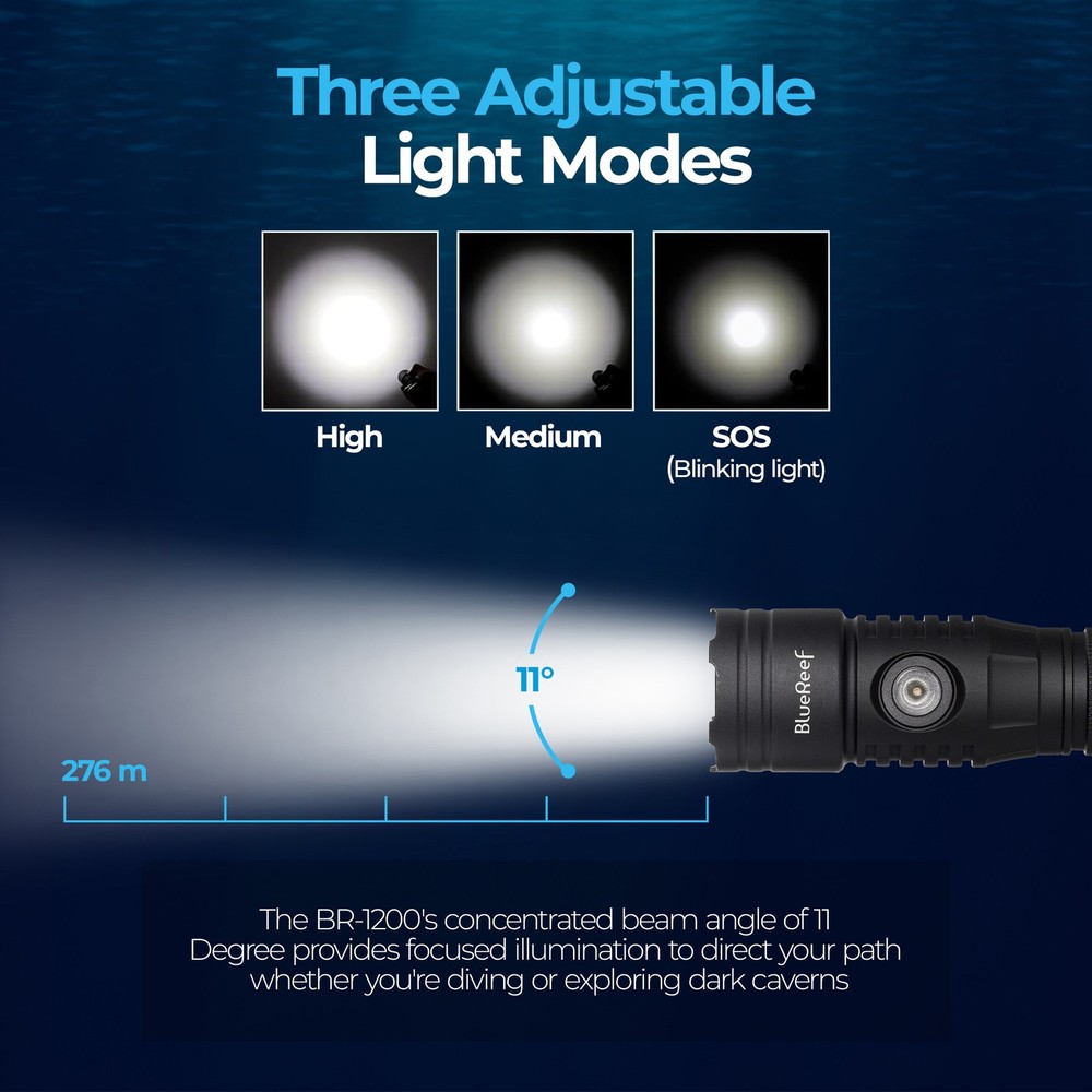 Blue Reef 1200 Lumens Dive Light & Extra Battery Kit