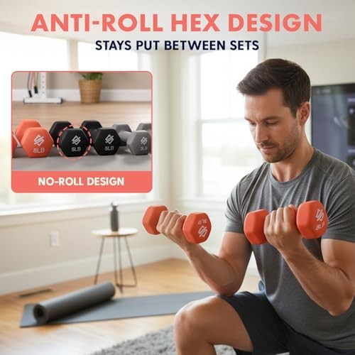Dumbbell Weights Set with Stand Tricolor