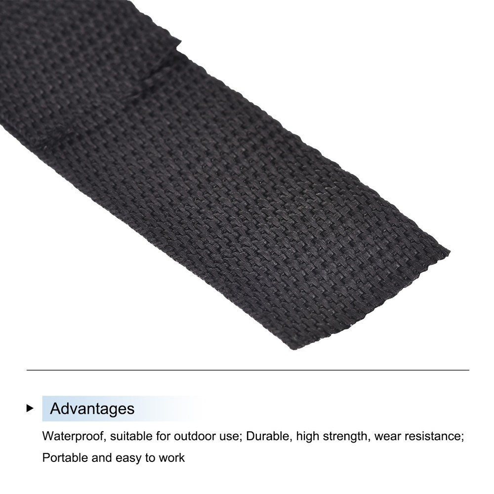 Lightweight Polypropylene Webbing Strap 1 1/2" 25 Yard Backpack Black