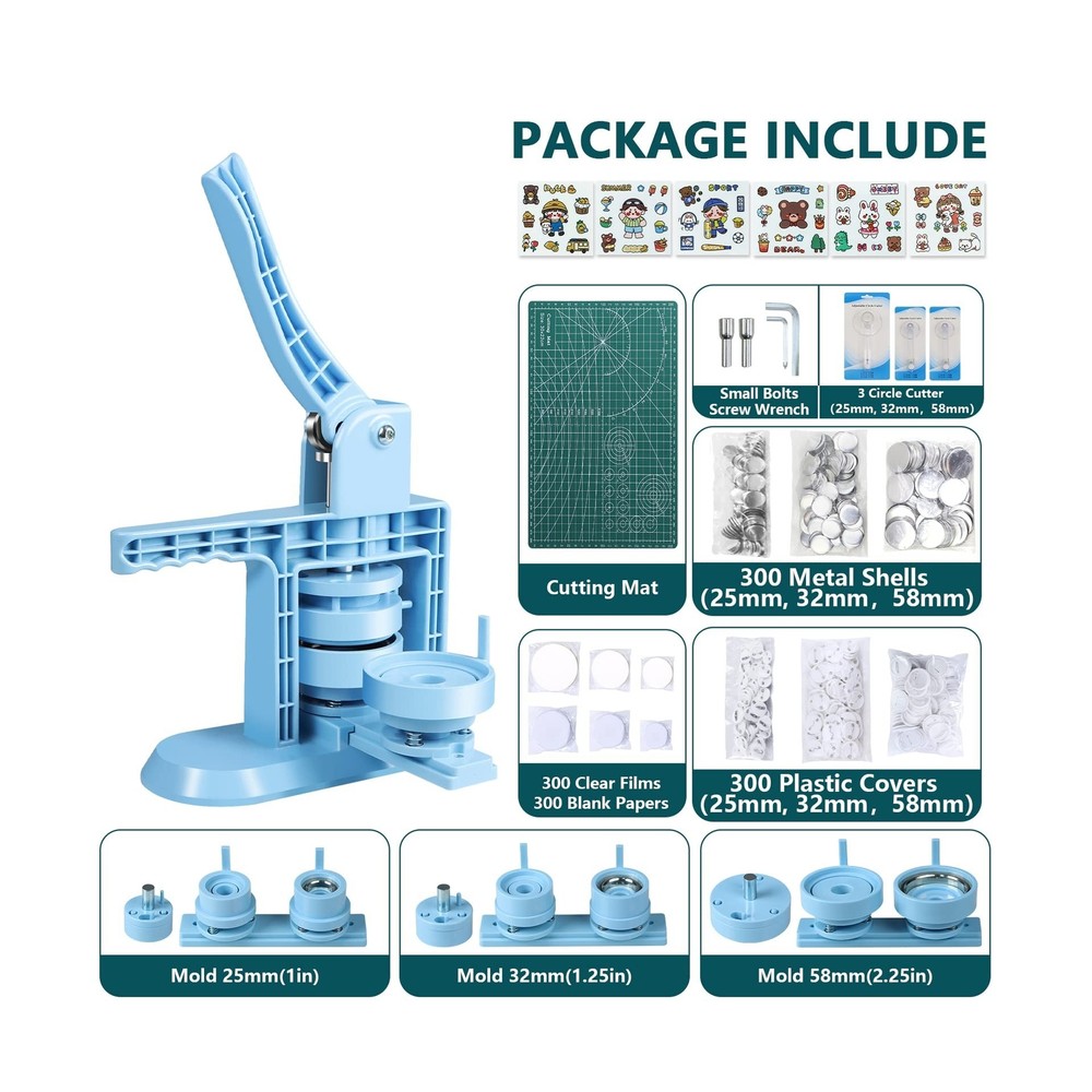 Button Maker Machine Multiple Sizes 1+1.25+2.25inch(4th Gen), DIY Button Pin ...