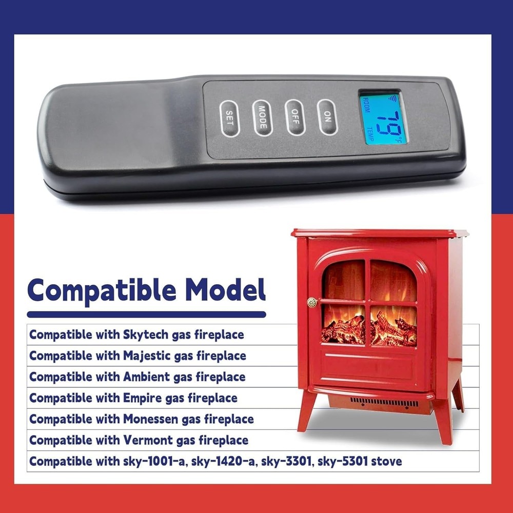 Upgraded Fireplace Remote Control Kit Replacement For Skytech Majestic Ergonomic