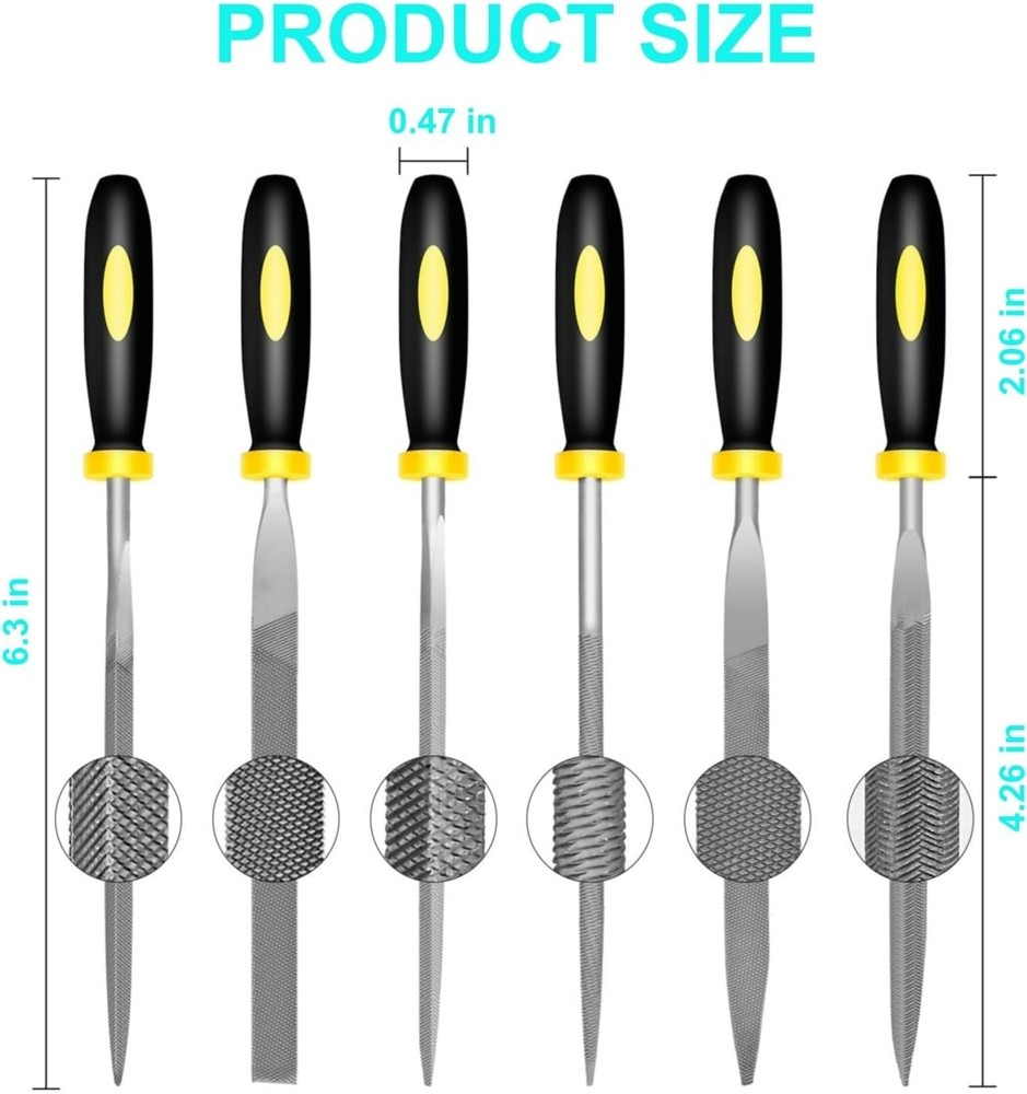 Compact 6-Piece Precision Needle File Set - Ideal for Fine Detailing & Projects