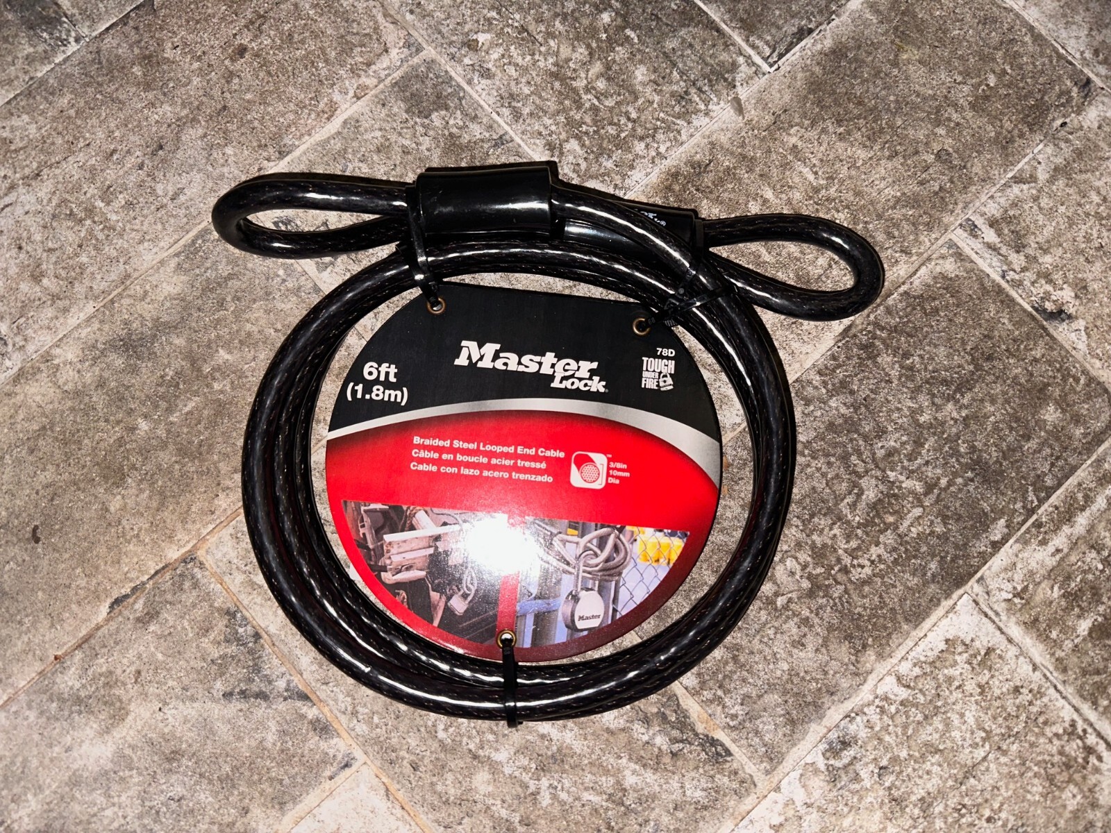 BRAND NEW - LM Master Lock 78D 6ft Braided Steel Looped End Cable Bike Lock