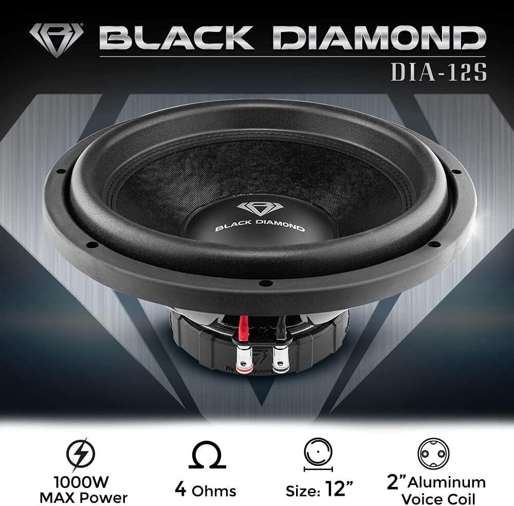 Black Diamond DIA-12S 12" Car Subwoofer 4 Ohm Single Voice Coil 500 Watts Max