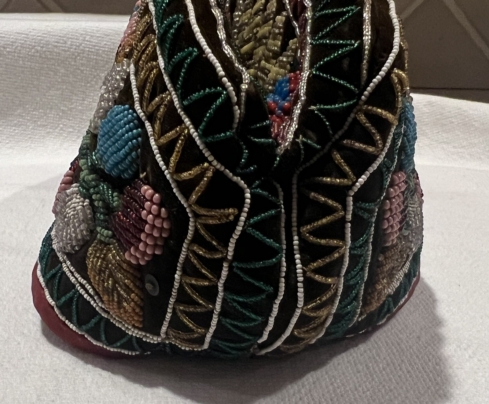 Antique Glengarry Iroquois Ornate Beaded Cap Hat