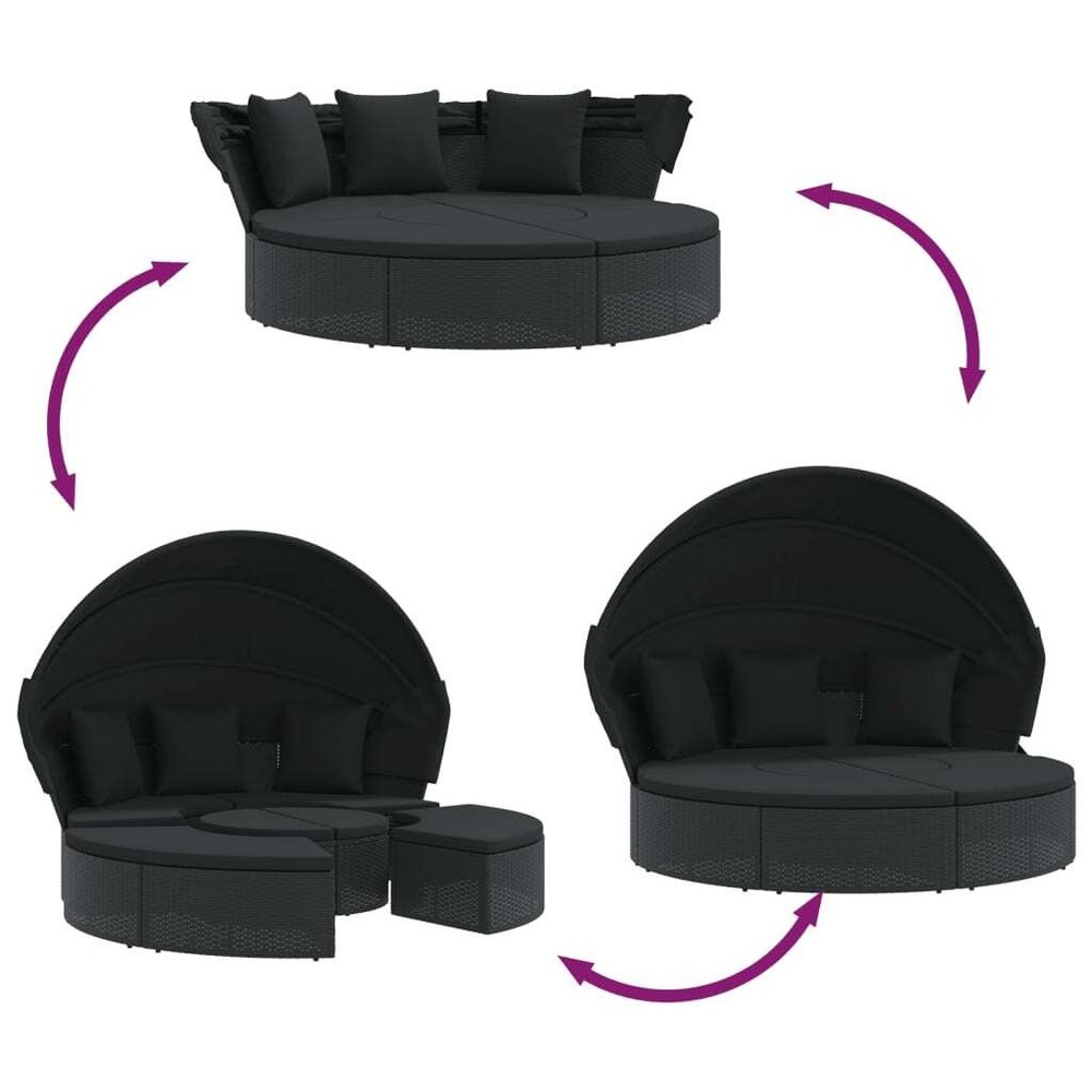 Outdoor Lounge Bed Black