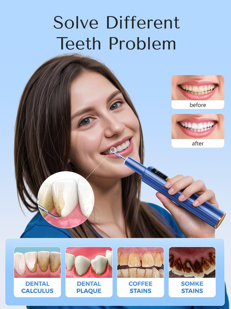 Plaque Remover for Teeth, Dental Tools, Teeth Cleaning Tools with 4 Replaceab...