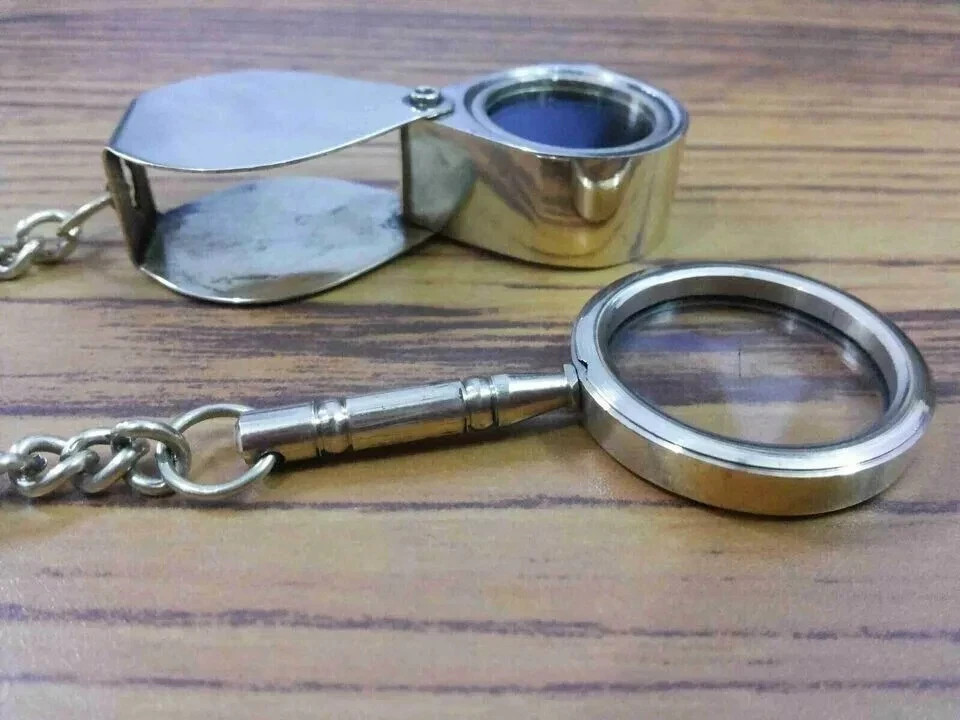 Mini Brass Magnifying Glass Keychain Set – Antique Style