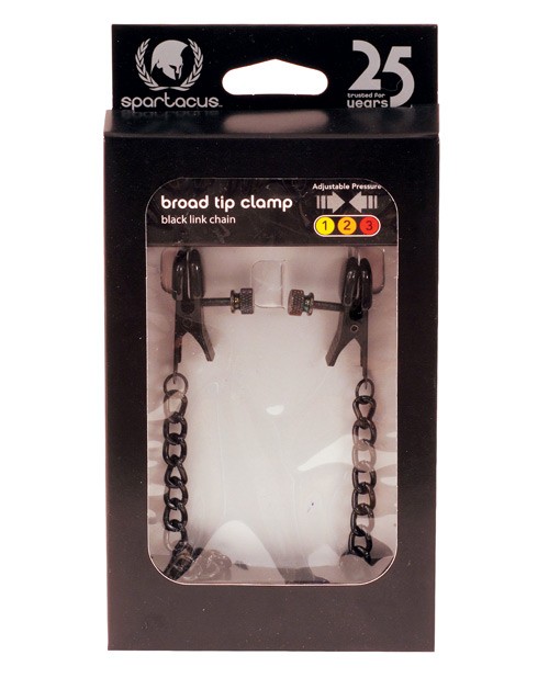 Nipple Clamps Broad Tip Adjustable 3.25 Inch Spartacus Black