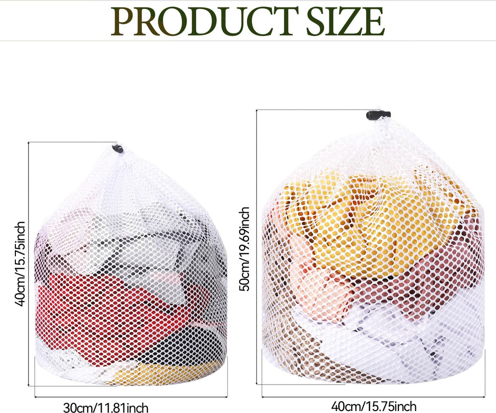 2 Pack Laundry Mesh Bags Drawstring Washing Machine Bag for Clothes & Delicates