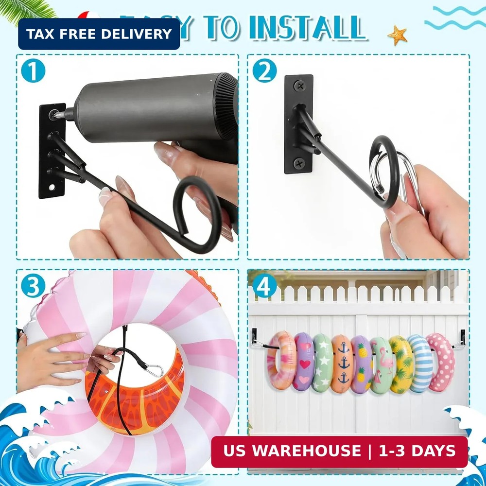MUOUAKATE Pool Float Storage Holder, 63 Inch Wall Mount Pool Float Organizer Sto