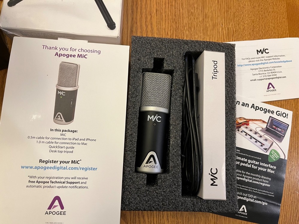 Apogee MiC Studio Quality Digital Microphone Lightning for iPad iPhone Mac Black