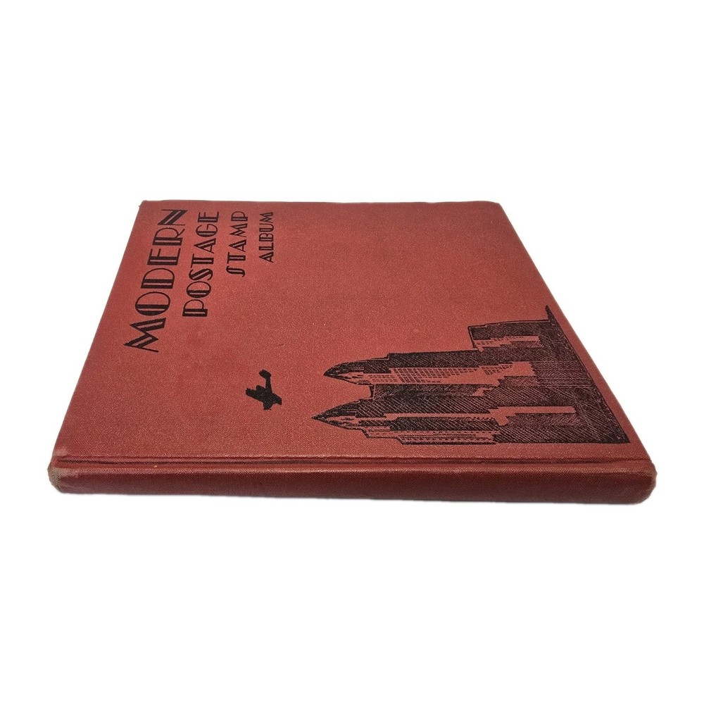 Antique 1933 Modern Postage Stamp Album 11x9.5 Stamps Removed On Some Pages