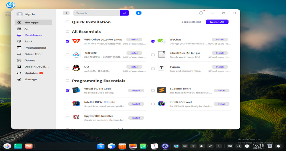 Deepin Desktop 25 Alpha Bootable USB | Live & Installer | 64-Bit UEFI/Legacy