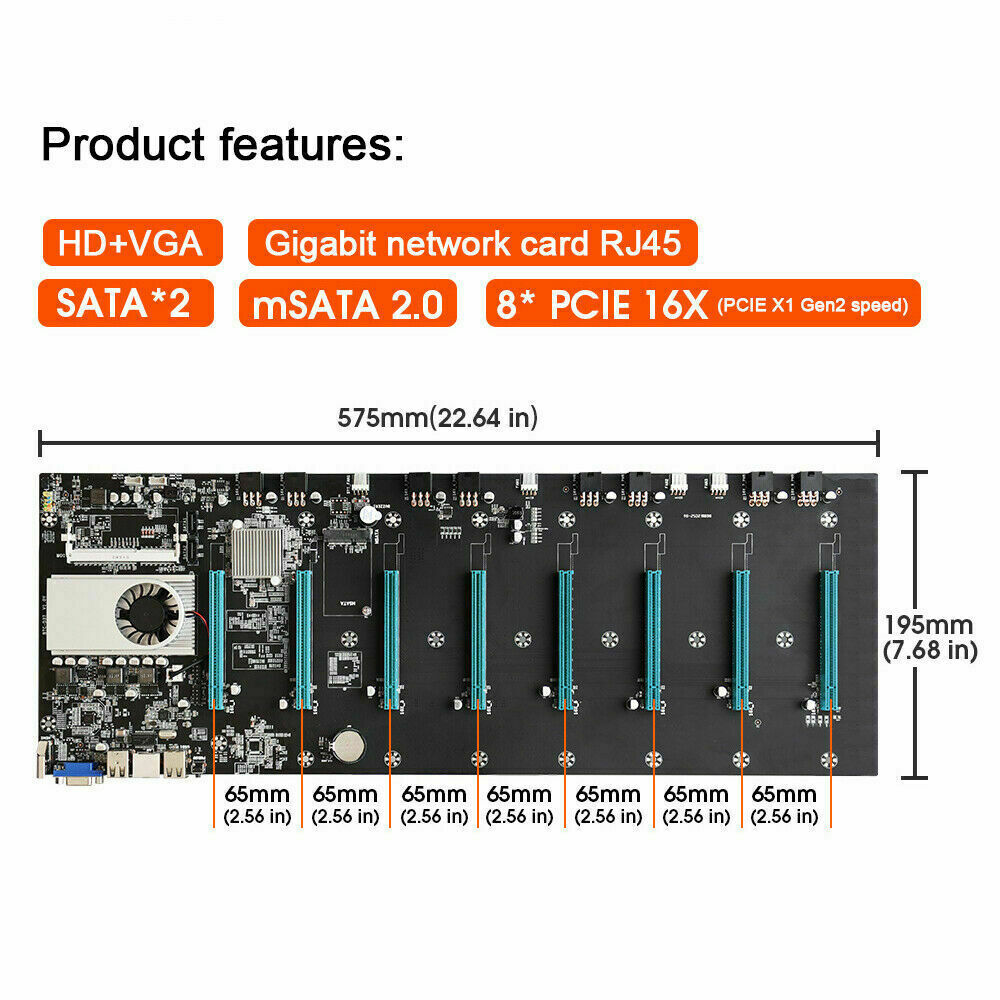 USA Ship BTC-37 Riserless Mining Motherboard 8Gpu Bitcoin Crypto Ethereum Mining
