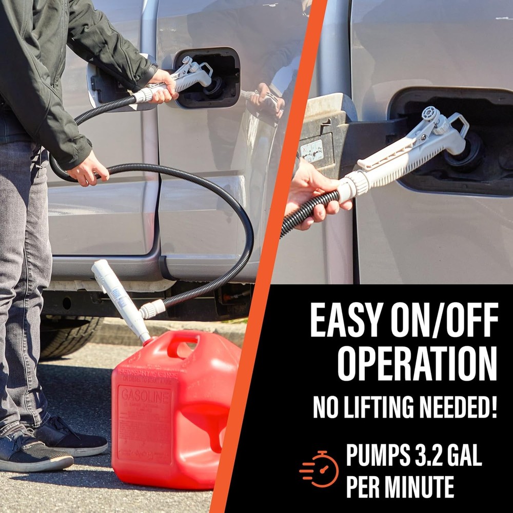 DeWay Battery-Powered Stick Fuel Transfer Pump with Hand Trigger Nozzle, 3.2GPM