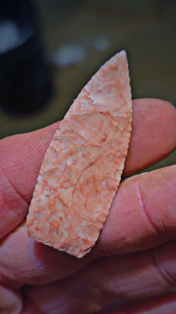 Flintknapped Flint Ridge Stone Arrowhead, Very Nice