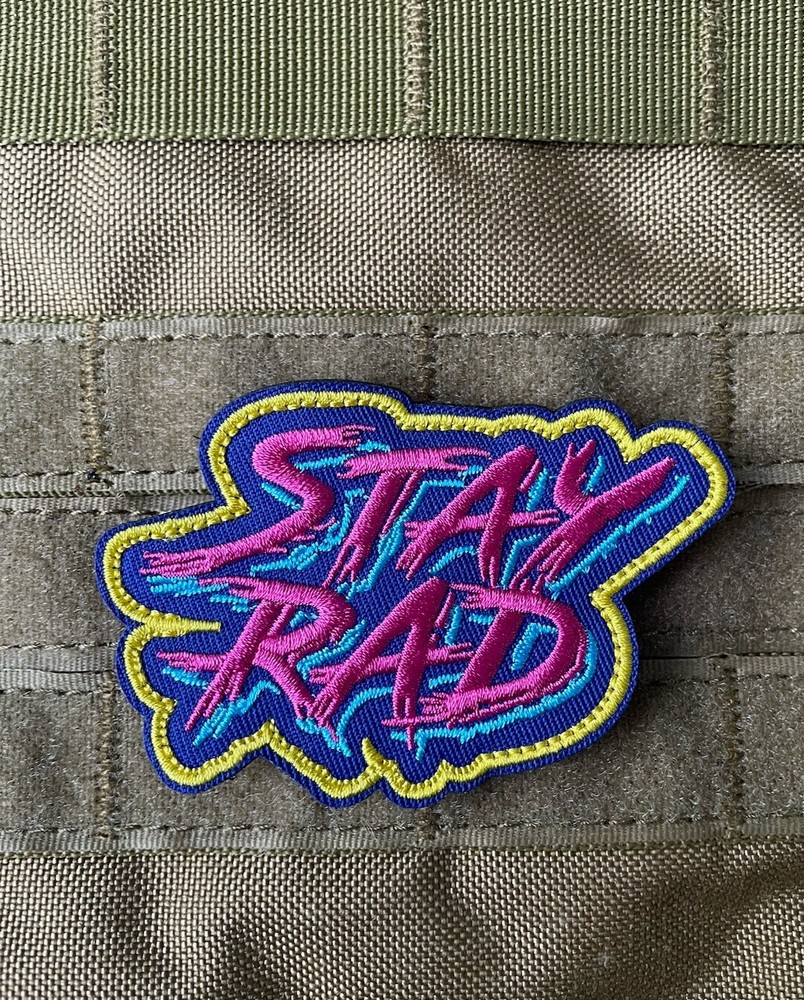 Stay Rad Retro 80s Arcade Vintage Radical Cool Tactical Hook Loop Morale Patch