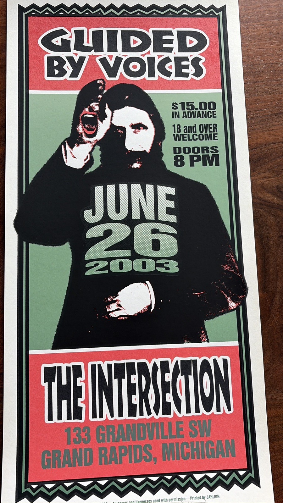 Guided By Voices Concert Poster - Grand Rapids, 2003. Signed by Mark Arminski