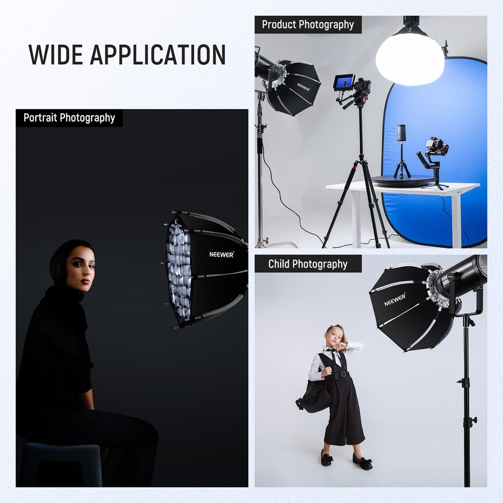 NEEWER 18"/45cm Quick Release Bowens Mount Octagonal Softbox with Honeycomb Grid