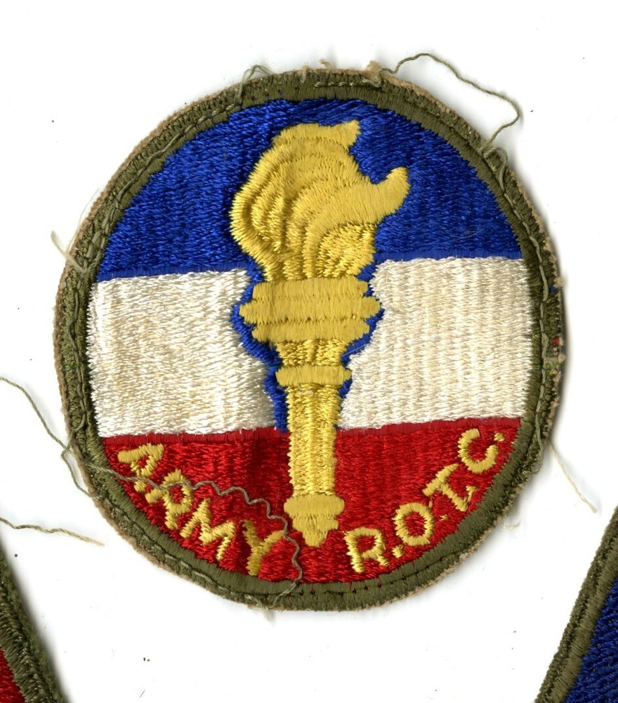 Army ROTC OD Border White Back Patch Cut Edge Vintage
