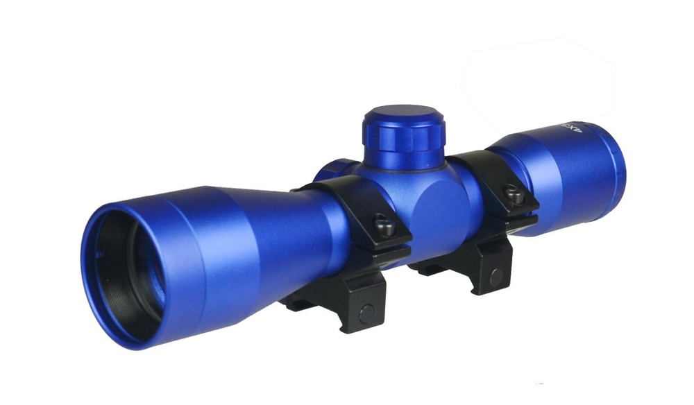 4x32 Compact Weaver Picatinny Mount Scope Mil With Ring, Anodized Blue