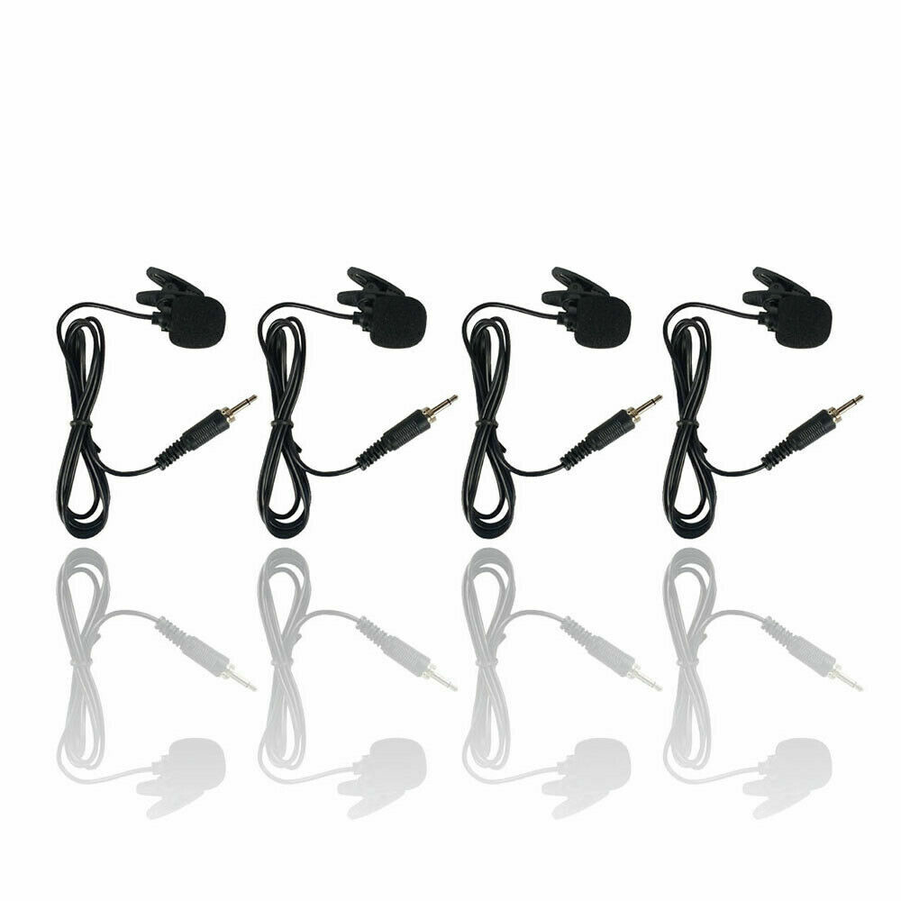 4 Channel VHF Microphone Reciever Wireless Headset Microphones Lavalier Bodypack