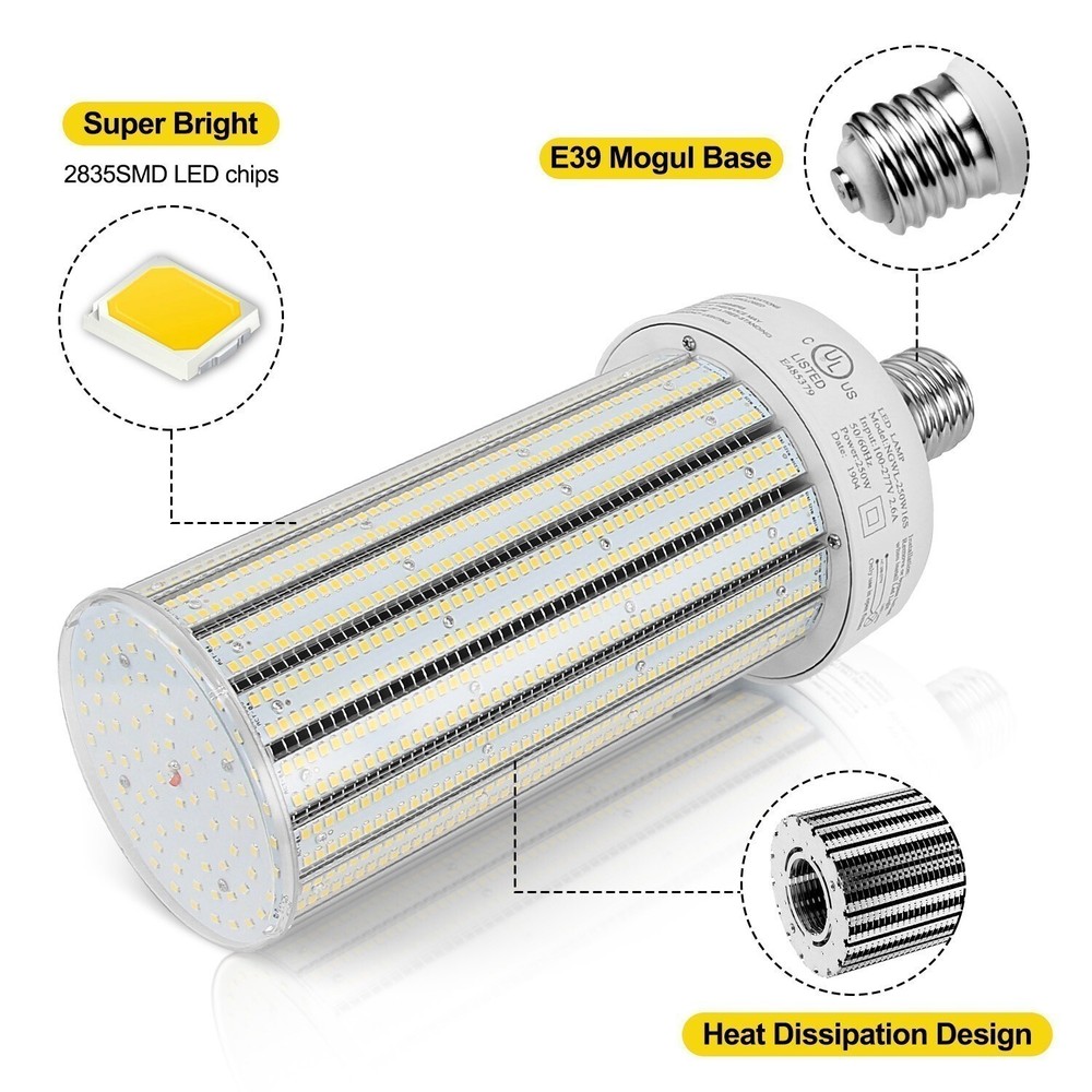 250W LED Corn Light Bulb E39 Mogul Base Bulbs Warehouse Workshop Lighting 5000K
