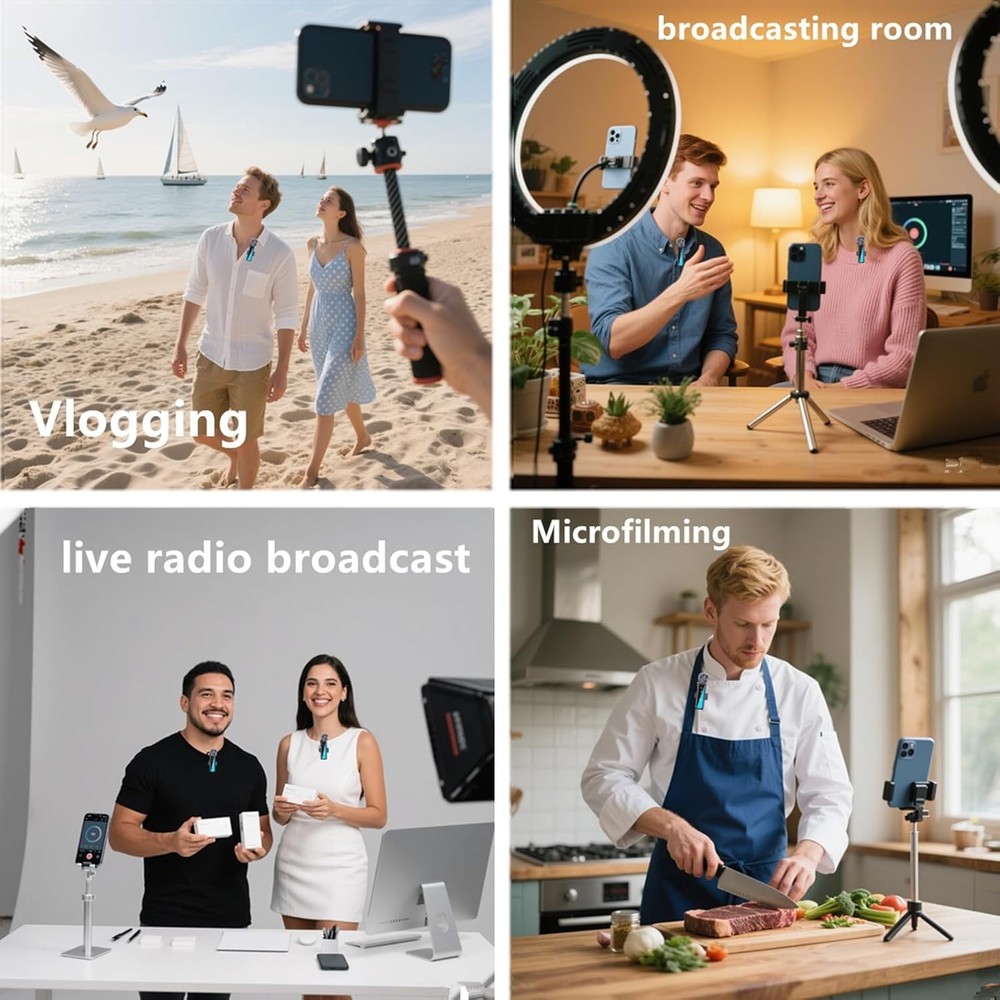 Wireless Microphone Mini Mic for iPhone/Android Phone, LED Display Lavalier Micr