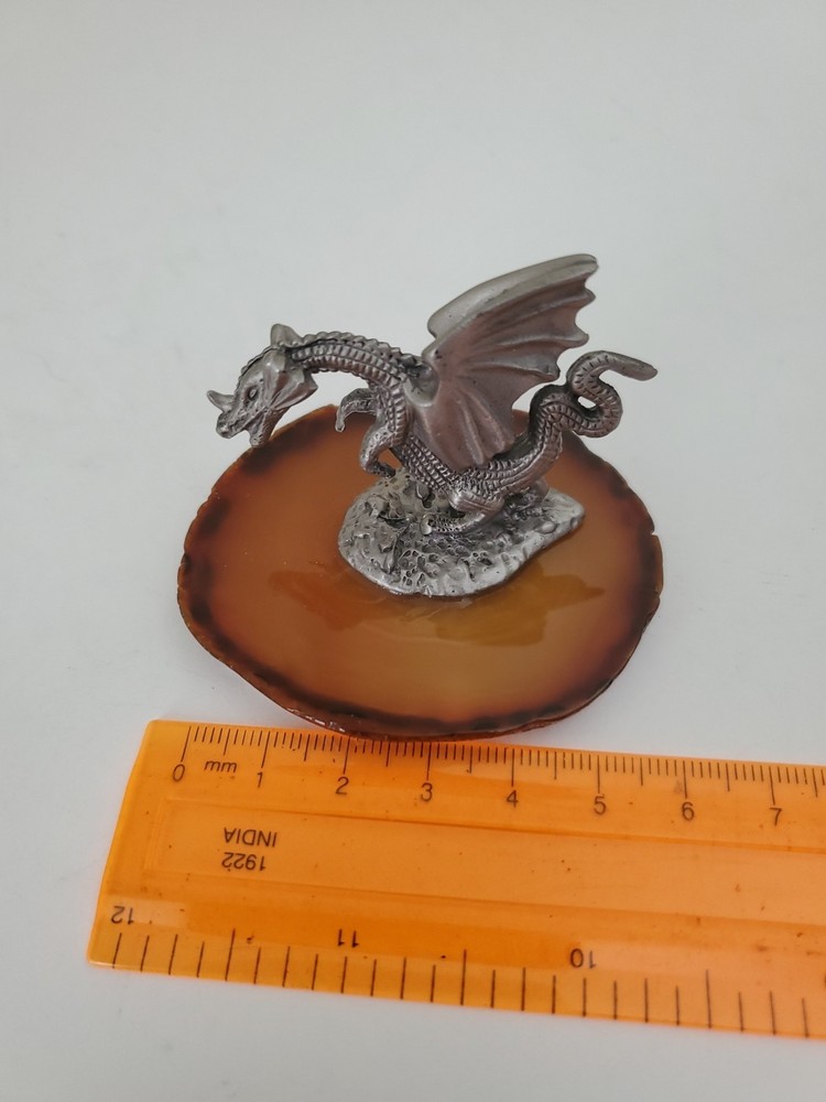 Pewter Rearwing Dragon on Agate Base 1.75" tall
