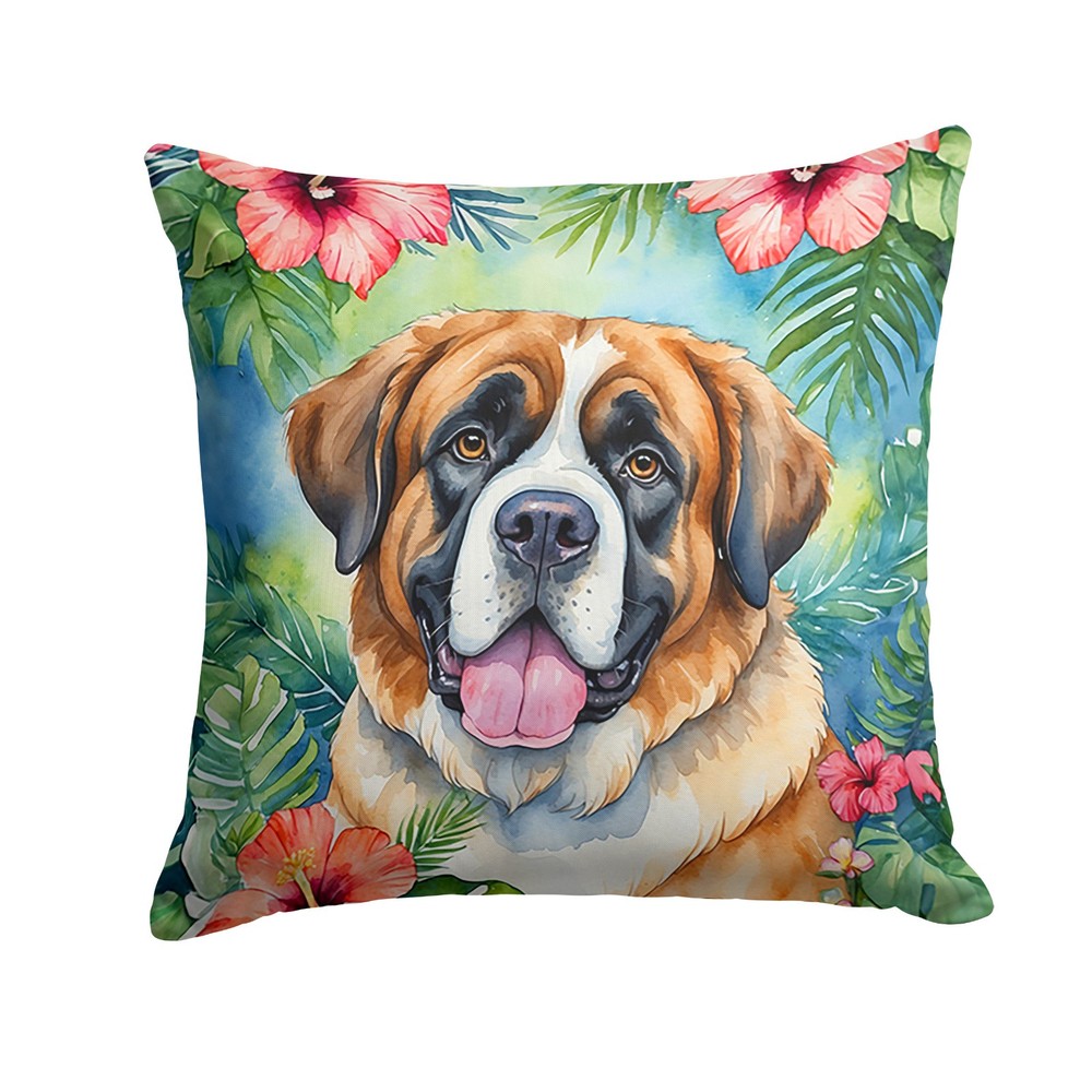 Saint Bernard 2 Tropical Luau Throw Pillow