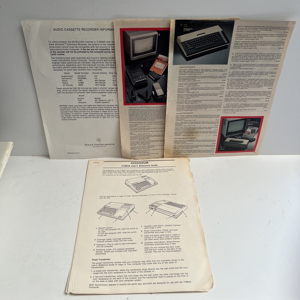 2) Texas Instruments TI-99/4A Computer w/ 1 Power Supply & Manuals Untested