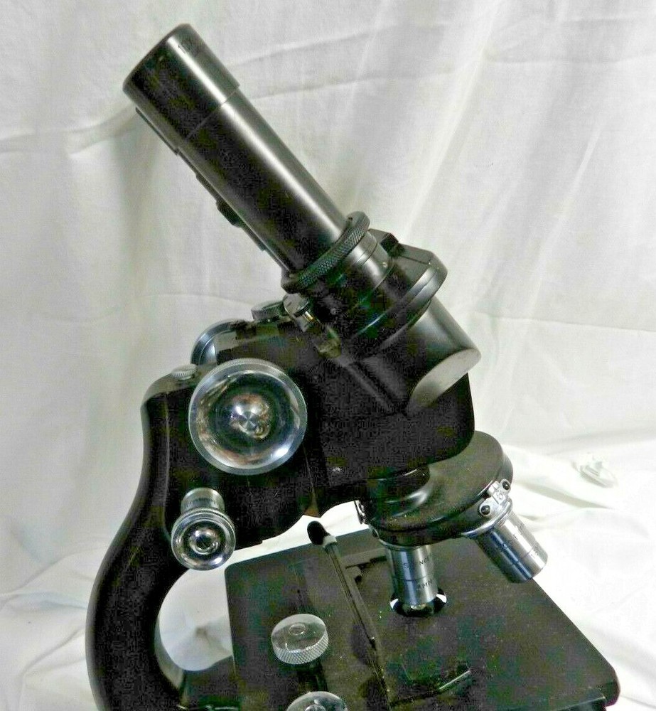 1946 SPENCER Buffalo Binocular Compound Scientific Microscope, Case, Lens, Man..