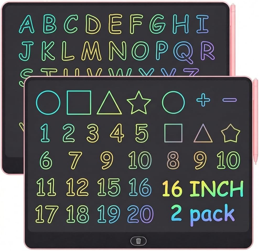 LCD Writing Tablet 2 Pack, 16 Inch Reusable Paperless Drawing Board, Same Color