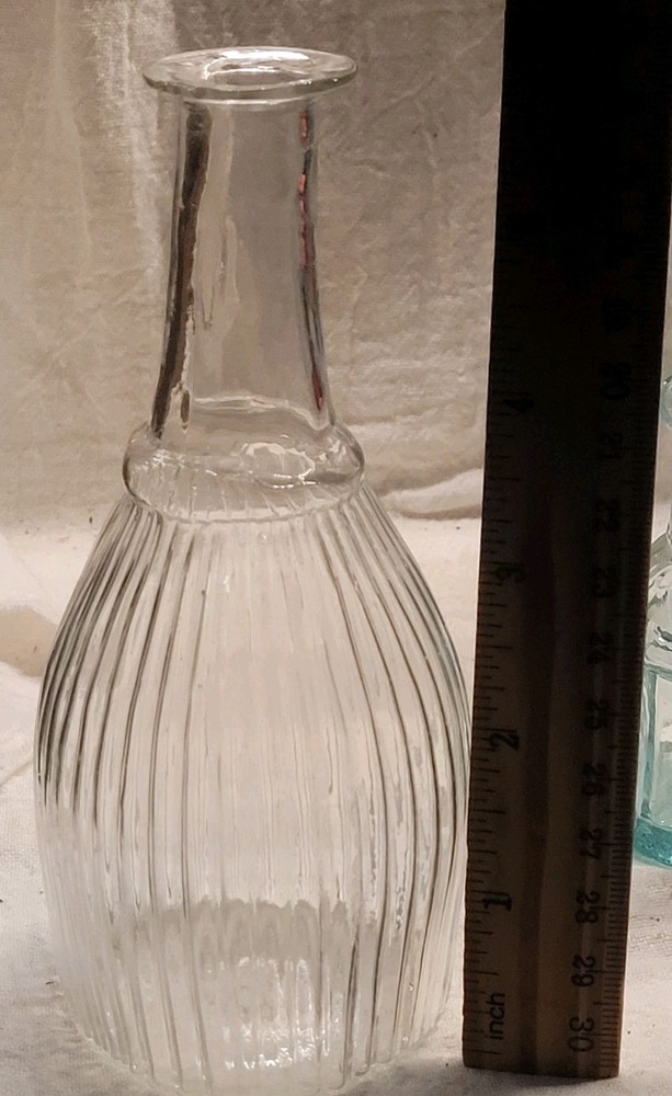 Small Rolled Lip Pontiled Ribbed Decanter Nice