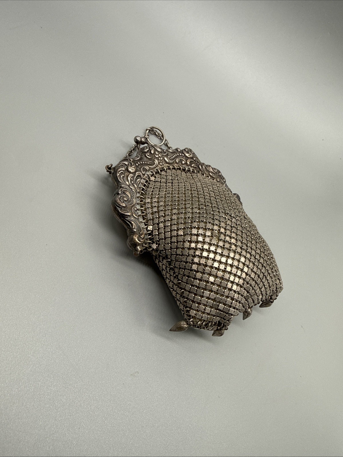 Amazing Antique Art Nouveau German Silver Purse Pouch Mesh Chainmail NICE