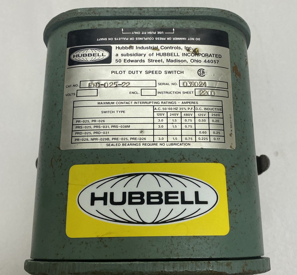 Hubbell,PRD-025-22,Pilot Duty Speed Switch Refurbished