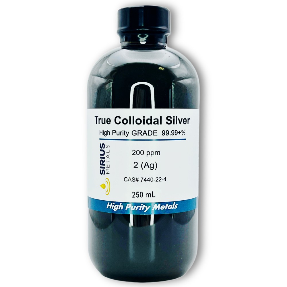 True Colloidal Silver NanoParticles (AgNPs): 200 ppm - 250 mL in Plastic