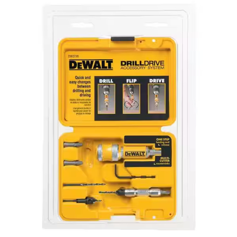Dewalt Flip Drive Drill Screwdriver Bits Kit 8-piece Countersink Quick Release