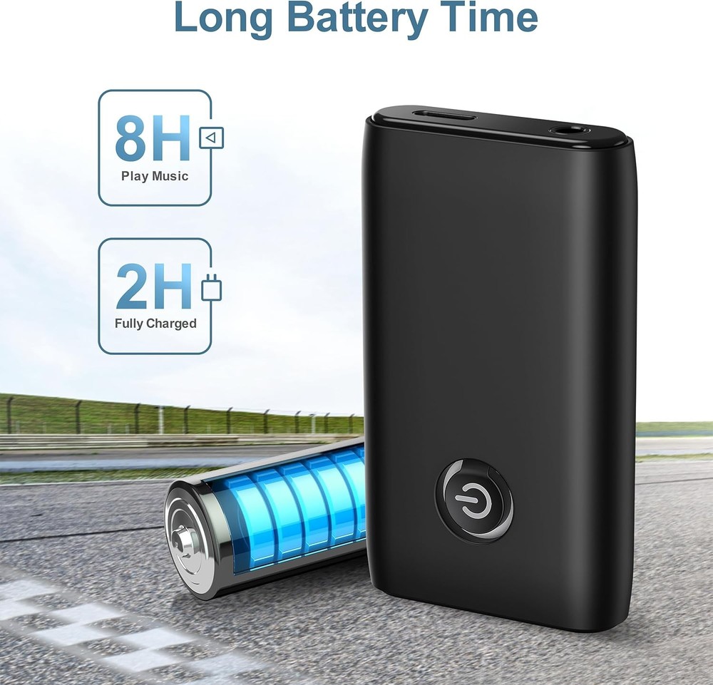 Aux Bluetooth Adapter for Car, Upgraded 5.3 Transmitter Black