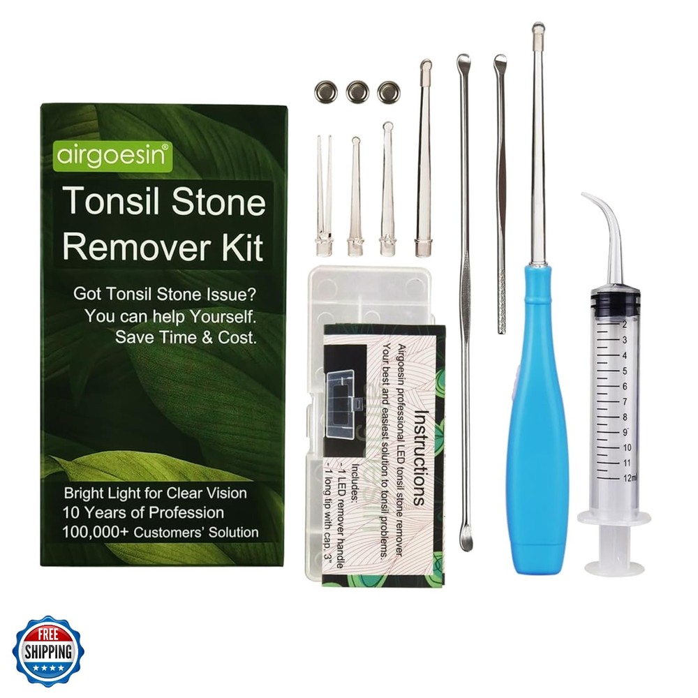 Upgraded Tonsil Stone Remover Tool, Blue, 5 Tips, Tonsillolith Pick Case + 1 ...